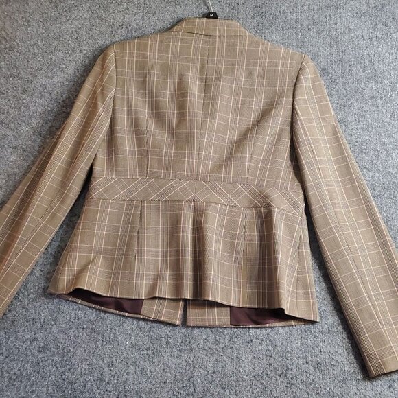 Vintage  I.e Adult Women Business Blazer Jacket Brown Striped Size 8 - Picture 5 of 12